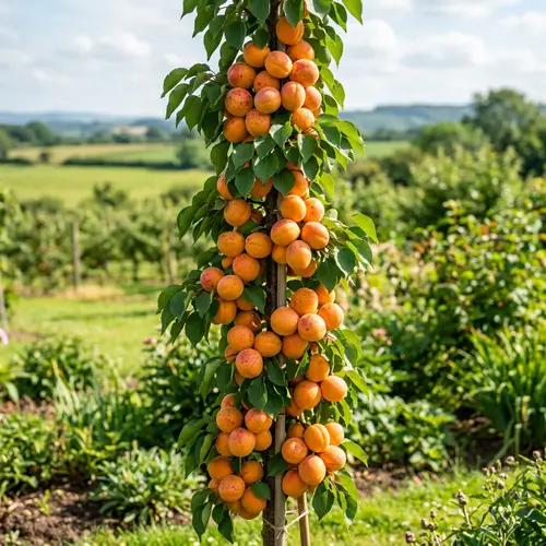 Vibrant Columnar Apricot Tree with Abundant Fruits