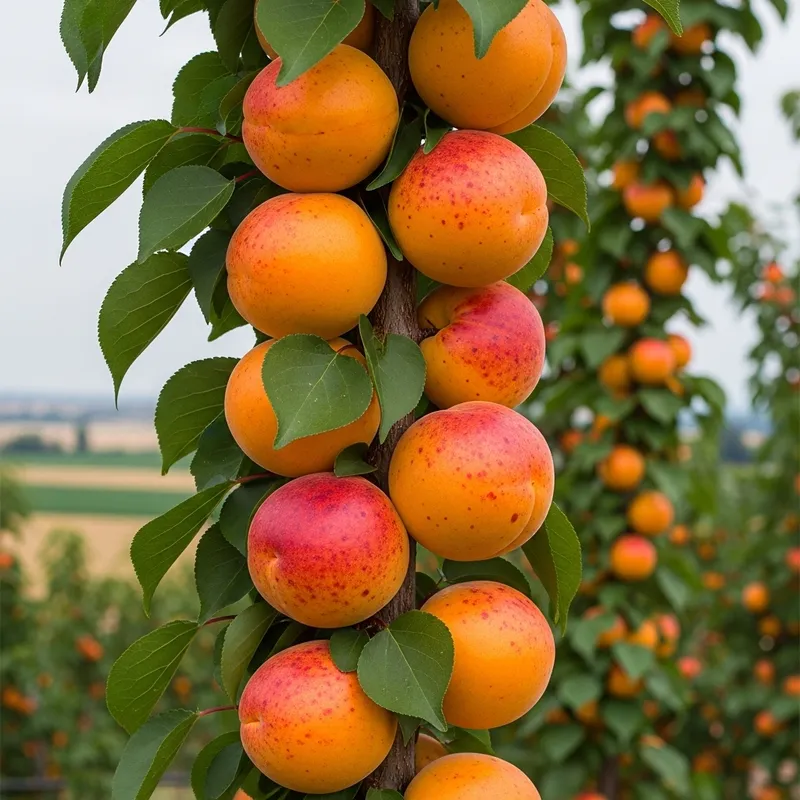Vibrant Columnar Apricot Tree with Abundant Fruits