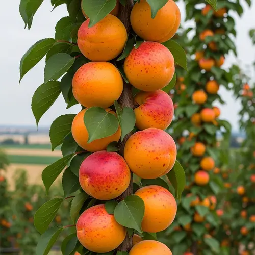Vibrant Columnar Apricot Tree with Abundant Fruits
