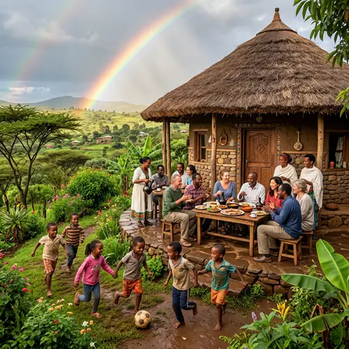Ethiopian Cultural House Gathering with Rainbow
