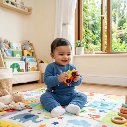 Adorable Light-Skinned Indian Baby Boy in Jumpsuit