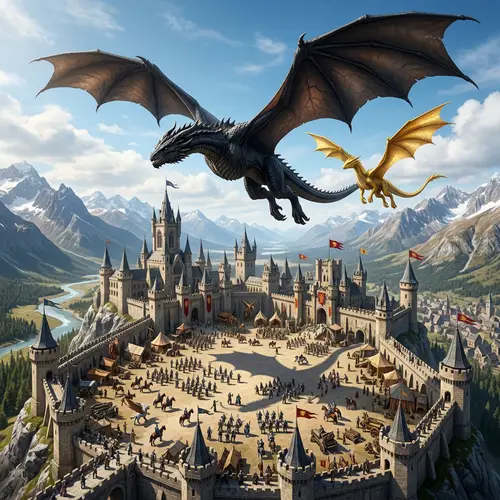 Tairn & Andranna Dragons Soaring Over Bagasth War College