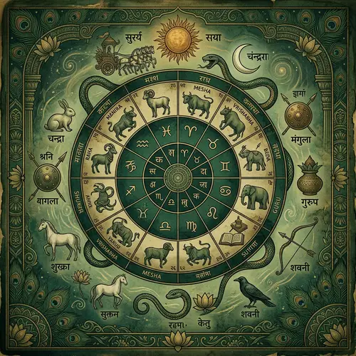 Vedic Astrology Illustration with Ancient Symbolism