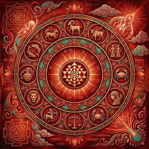 Vibrant Hindu Astrology with Ancient Zodiac Symbols