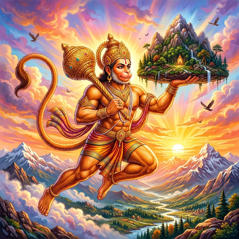 Hanuman - Hindu Monkey Deity Artwork with Great Strength