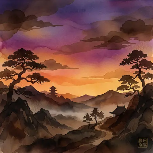 Traditional Desktop Background | Dark Brown & Sunset Colors