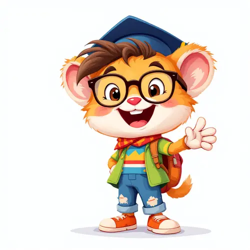Budding Scholars: Playful Cartoon Mascot