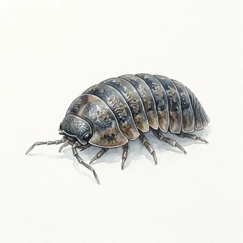 Realistic Watercolor Illustration of Pill-Bug