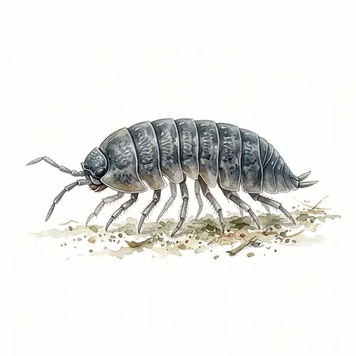 Realistic Armadillidium vulgare Illustration in Watercolor