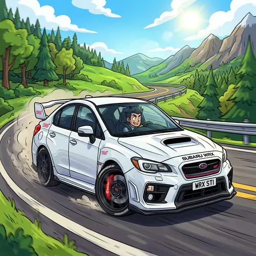 Cartoon-Style White Subaru WRX STI