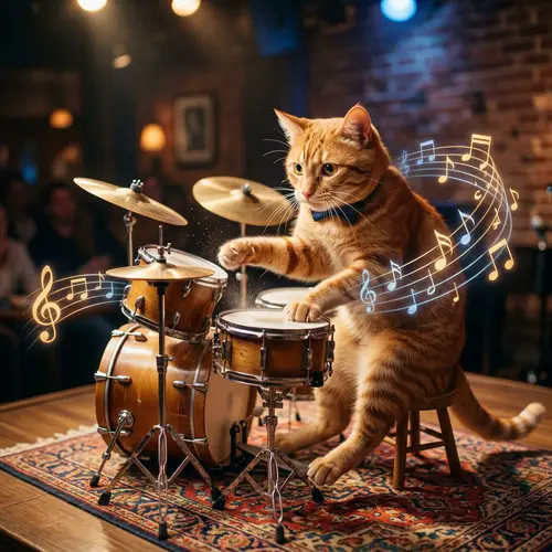 Drummer Cat: Captivating Rhythmic Performance