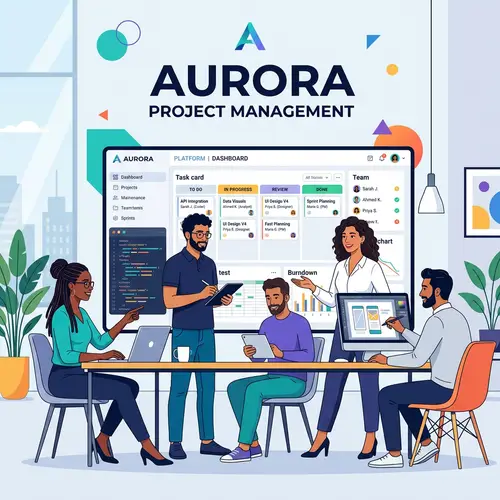 Modern Project Management App Web Interface - Team Collaboration Illustration