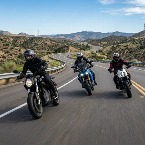 Dynamic Scene of Electric Motorcycles Speeding on Open Highway