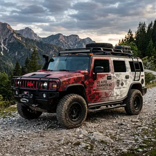 US Auto Hammer H2 Military Camo Ruby Red to White