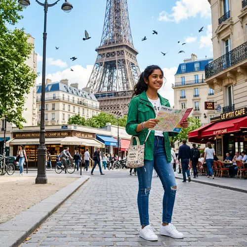 South Asian Teenage Girl Experiencing Paris | Eiffel Tower Sightseeing