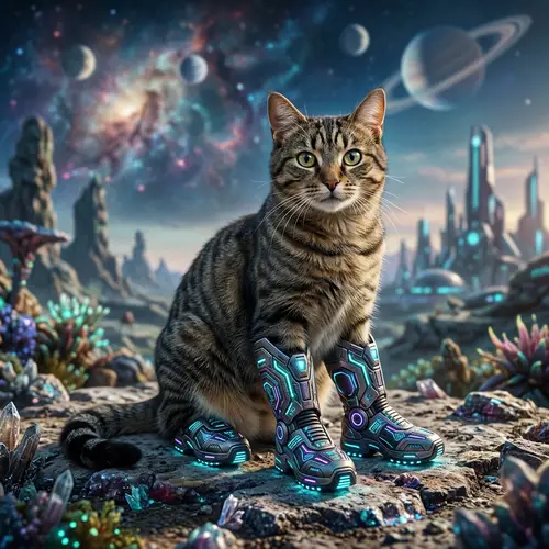 Extraterrestrial Cat Boots: A Cosmic Style