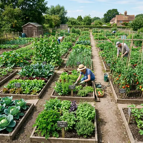 Realistic Food Garden Divided into Plots