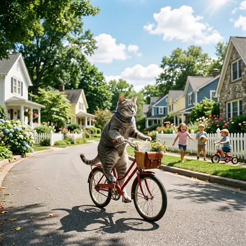 Whimsical Cat Bike Drive Adventure