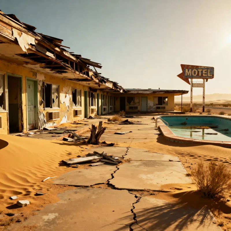 Post-Apocalyptic Motel Ruins in the Desert