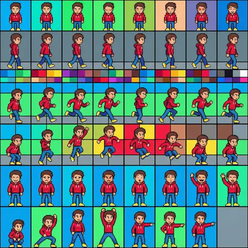 Pixel Art Base Model Sprite Sheet Animation