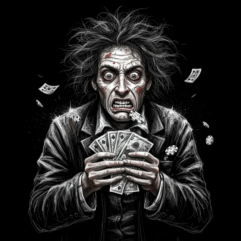 Crazy Gamble Addict Art on Black Background