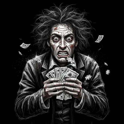 Crazy Gamble Addict Art on Black Background