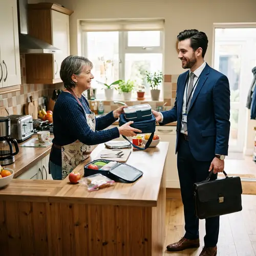 Mom Packs Lunch for Son's Office Day