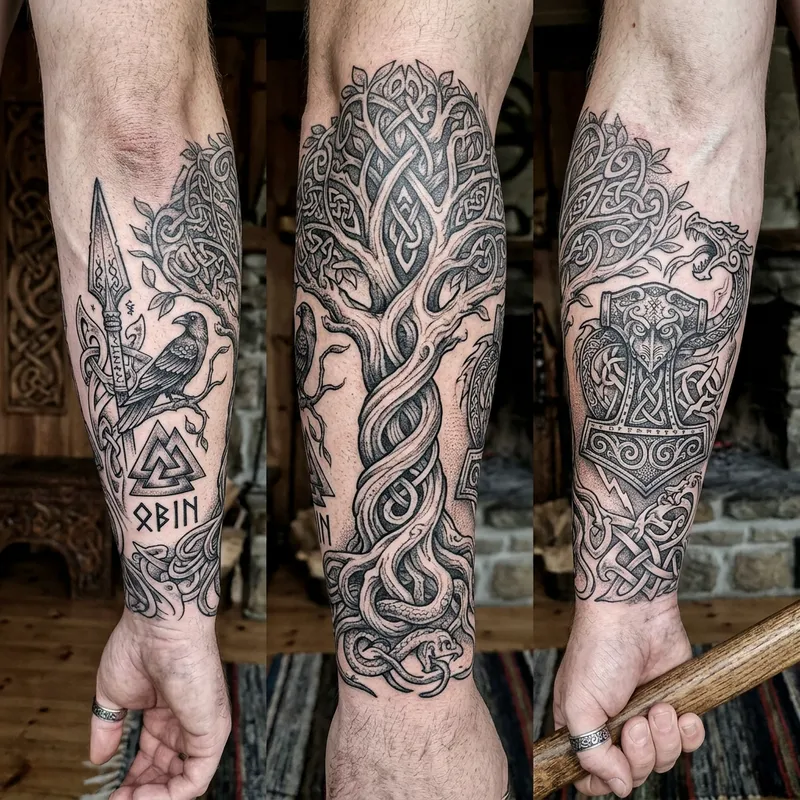 Epic Nordic Tattoo Design for Forearm Epic Nordic Tattoo Design for Forearm