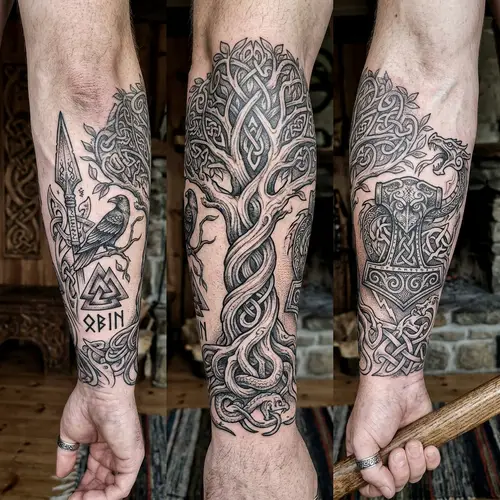 Epic Nordic Tattoo Design for Forearm