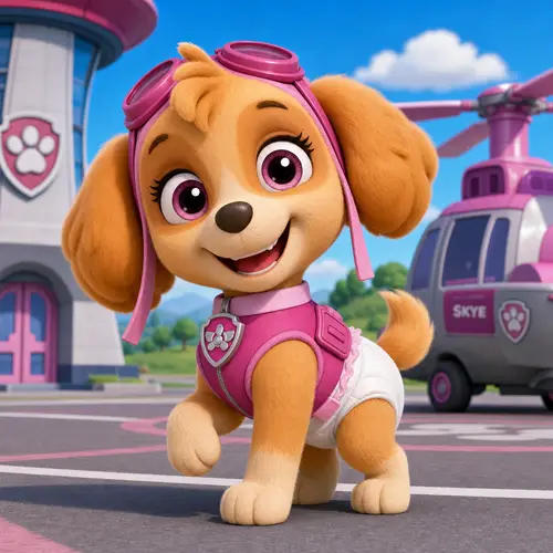 Cheerful Skye from Paw Patrol - Animated Puppy Fun