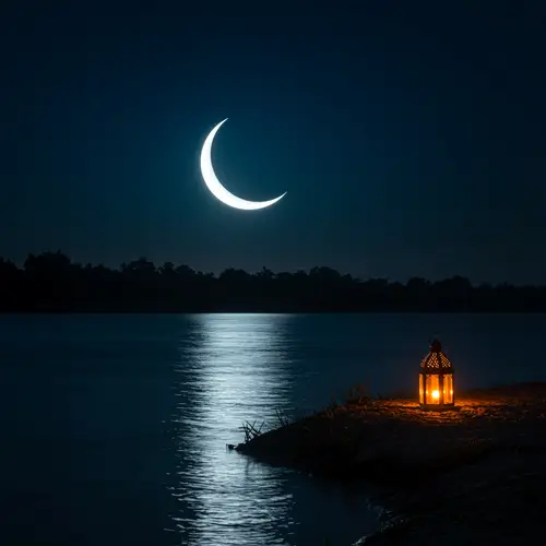 Crescent Moon Night Scene for Eid Mubarak