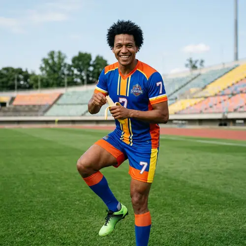 Messi Enjoying a Banana on the Football Field