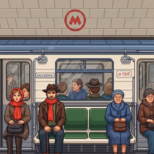 Moscow Underground Train in Pixel Art Style