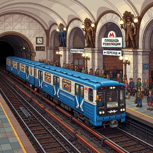 Moscow Underground Train in Pixel Art Style