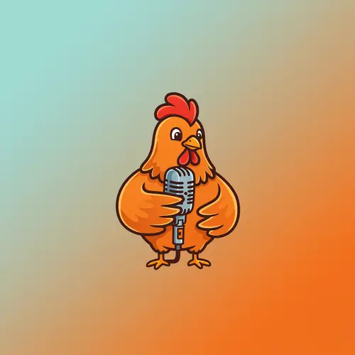 Charming Chicken Logo Design with Microphone