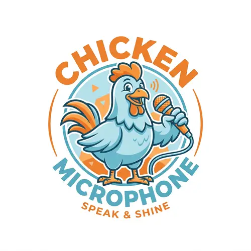 Charming Chicken Logo Design with Microphone