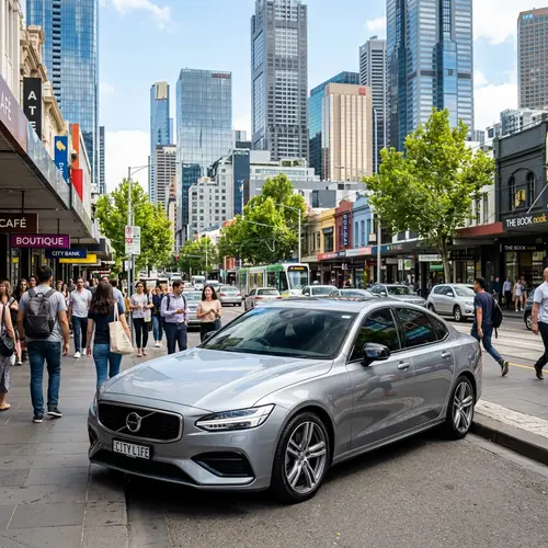 Dynamic Modern Sedan in Vibrant Urban Setting | City Car Scene