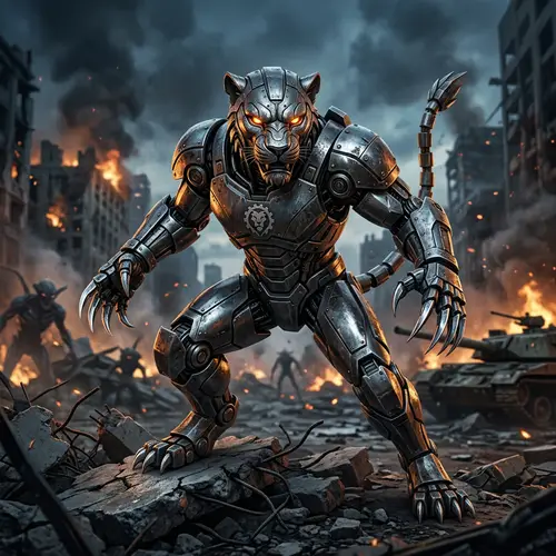 Iron Cat Avenger: Heroic Figure Ready for Battle