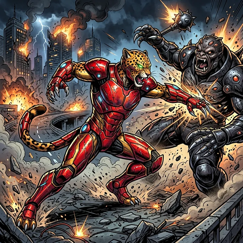 Iron Cat Avenger: Heroic Battle - Epic Red Suit Showdown