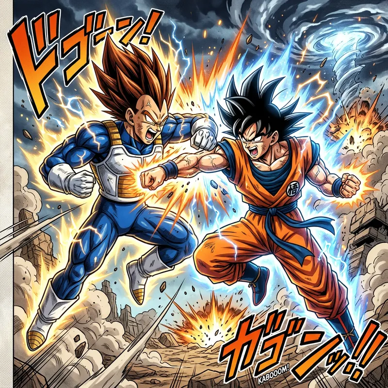 Divine Power Clash: Goku vs. Vegeta in Epic Battle
