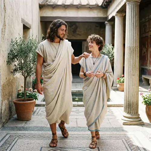 Dynamic Duo in Toga: Long Hair & Femboy Style