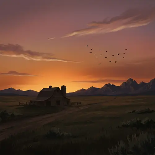 Symbolic Sunset Over American Landscape - End of an Era or Change