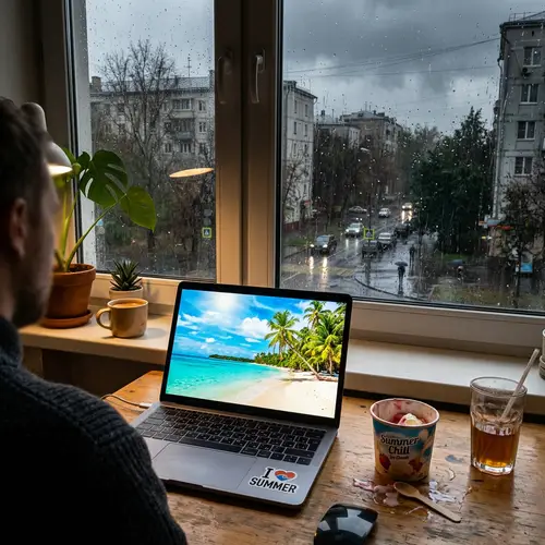 Bright Beach Vibes Despite Moscow's Gloom