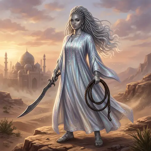 Mystical Half-Genie Woman Fantasy Scene