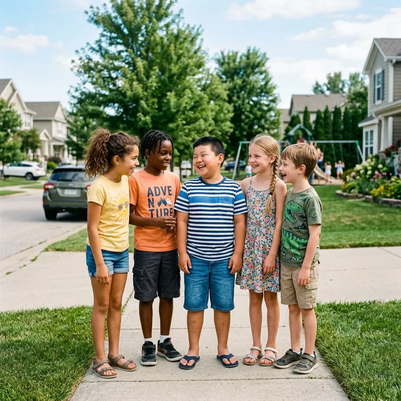 Adorable Chubby Boy and Friends in the Neighborhood