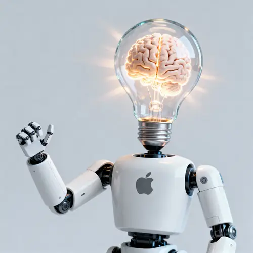 Energetic Robot Mascot with Lightbulb Head