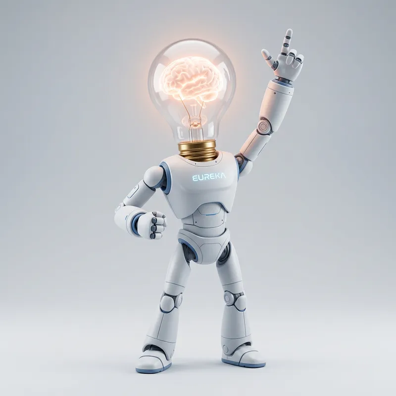 Energetic Robot Mascot with Lightbulb Head Energetic Robot Mascot with Lightbulb Head