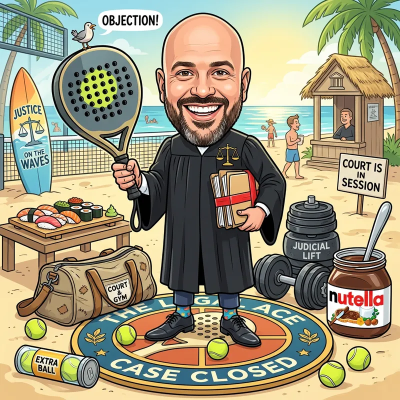 Fun Caricature Art of a Lawyer with Cool Accessories