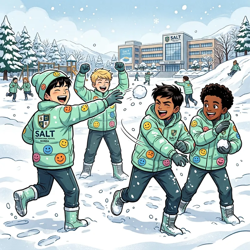 Fun Mint Snow Fight with Smiling Boys at SALT School
