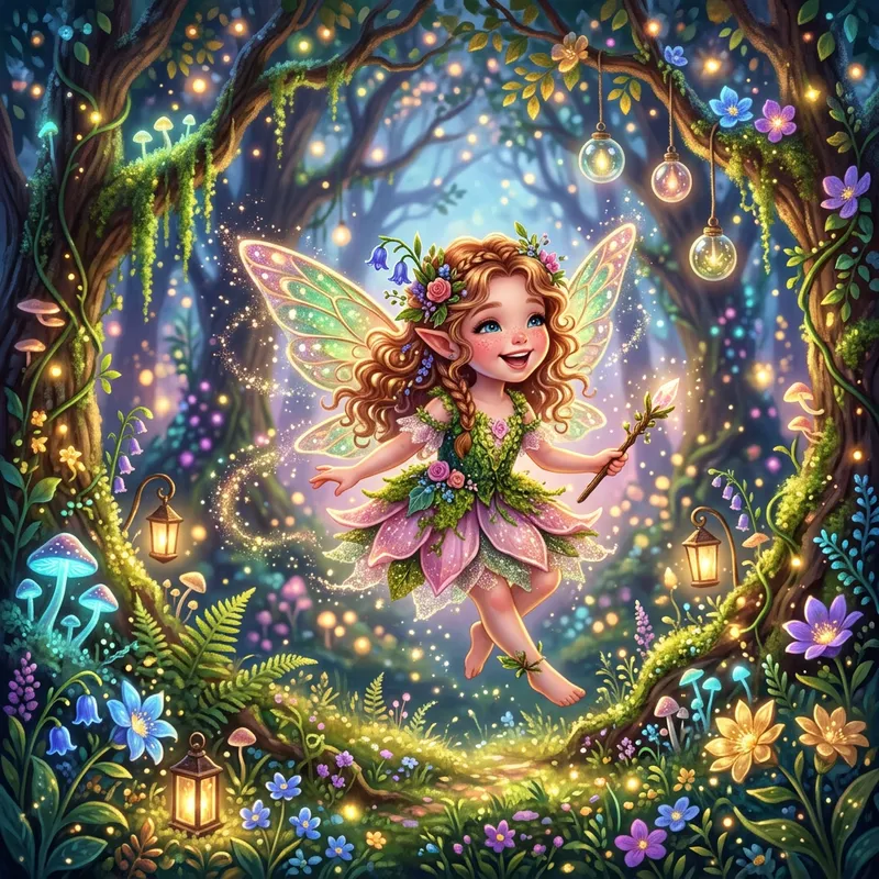 Cute Fairy in a Magical Forest